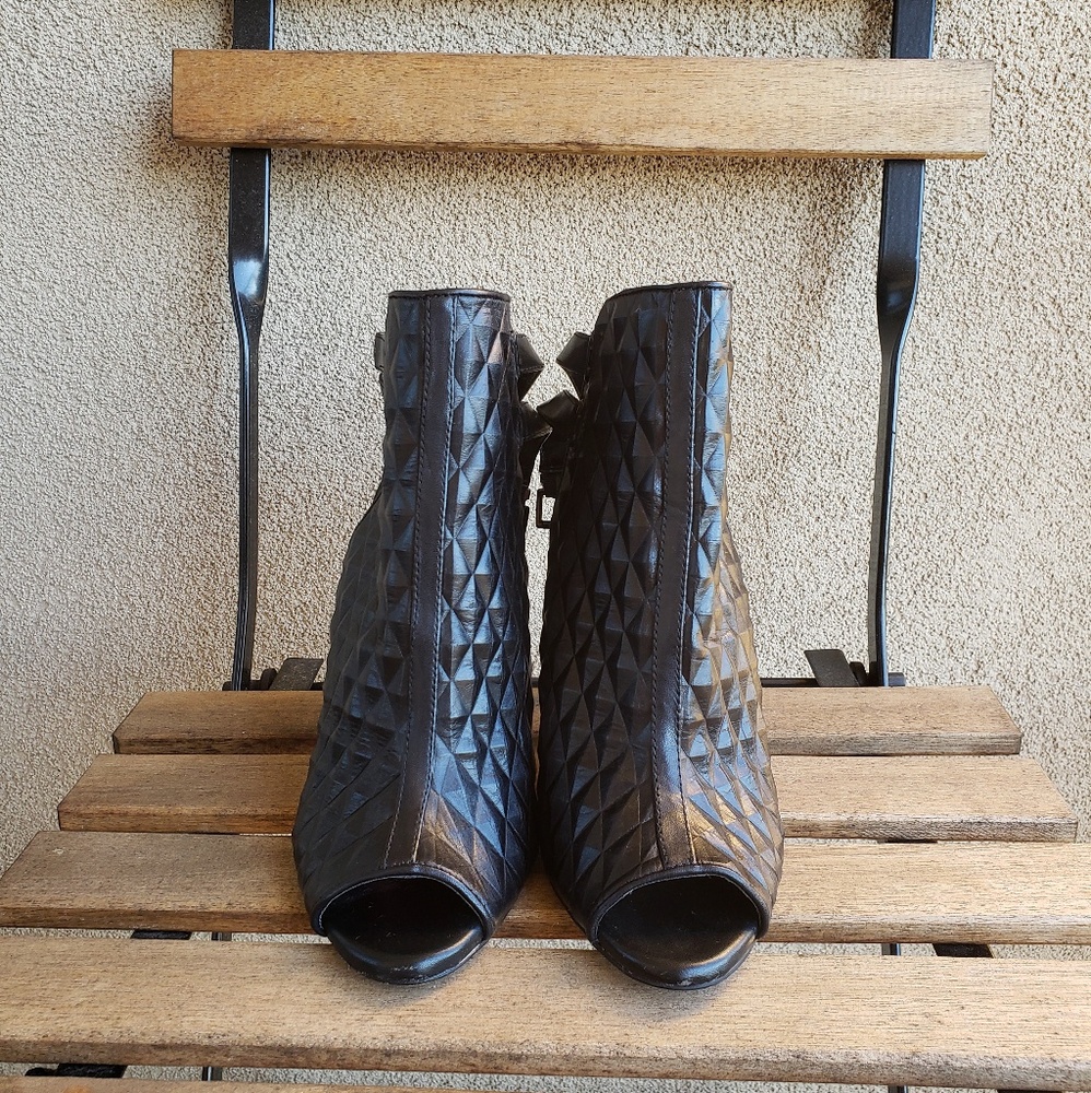 BCBGeneration Sexy Black 4 inch open toed heels.